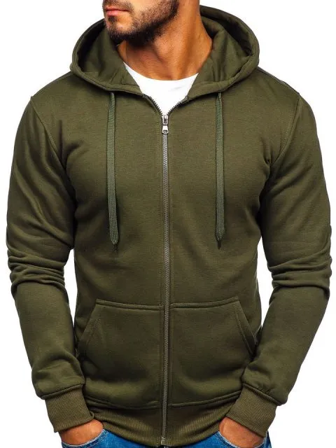 Solid Color Cardigan Men's Fashion Hoodie