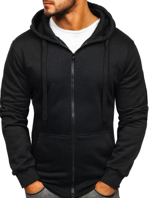Solid Color Cardigan Men's Fashion Hoodie