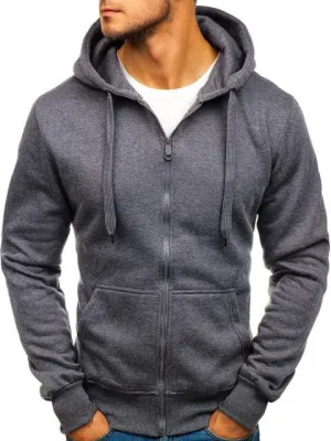 Solid Color Cardigan Men's Fashion Hoodie