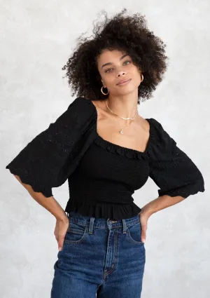 Sophia Smocked Eyelet Top