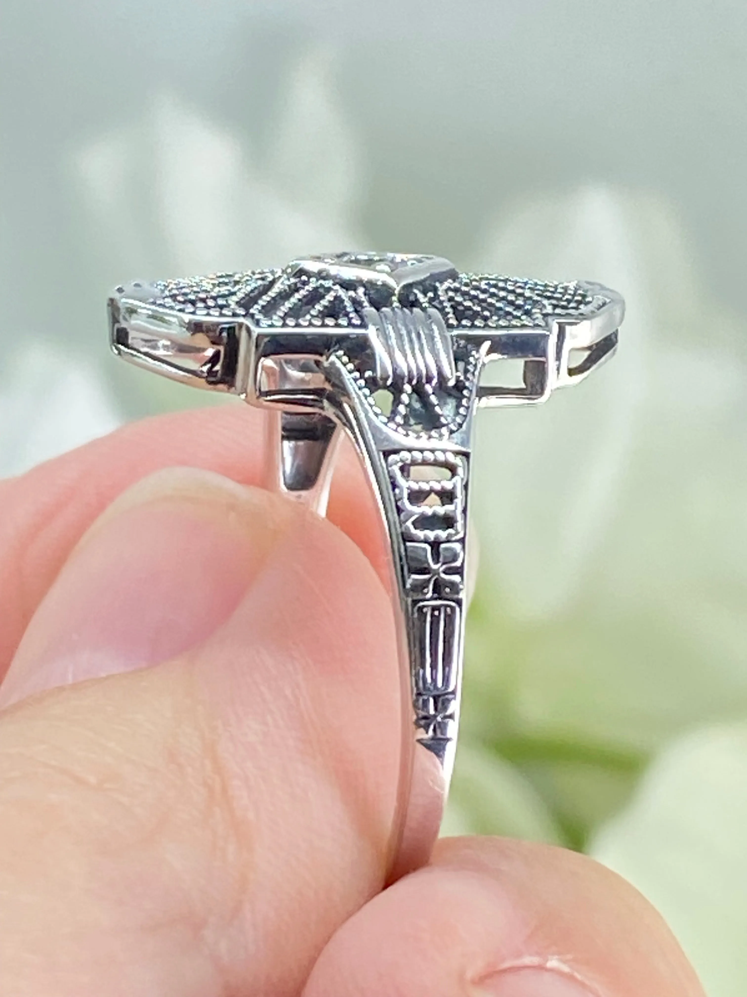 Sparkling White CZ Ring, Size 9 Tuxedo Ring, Geometric Art Deco Jewelry #D589 - Ready to Ship