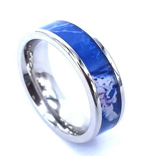 Stainless Steel Camo Ring Camouflage Hunter Wedding Band