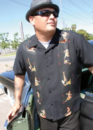 Steady Clothing Men Multi Pin-Up Panel Shirt Black