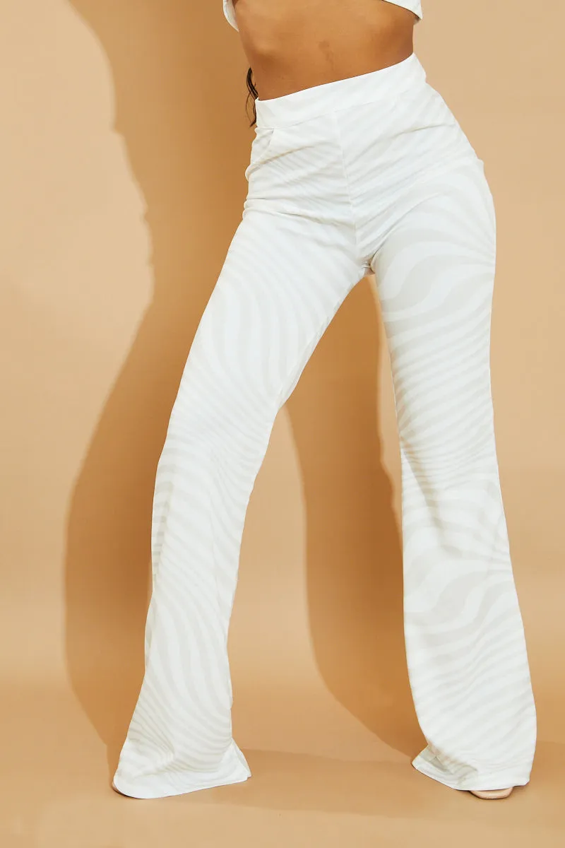 Stone Wave Print Wide Leg Trousers - Sierra