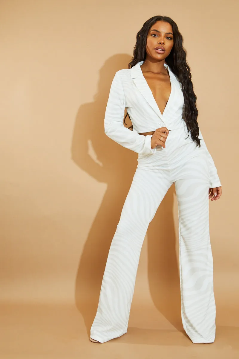 Stone Wave Print Wide Leg Trousers - Sierra