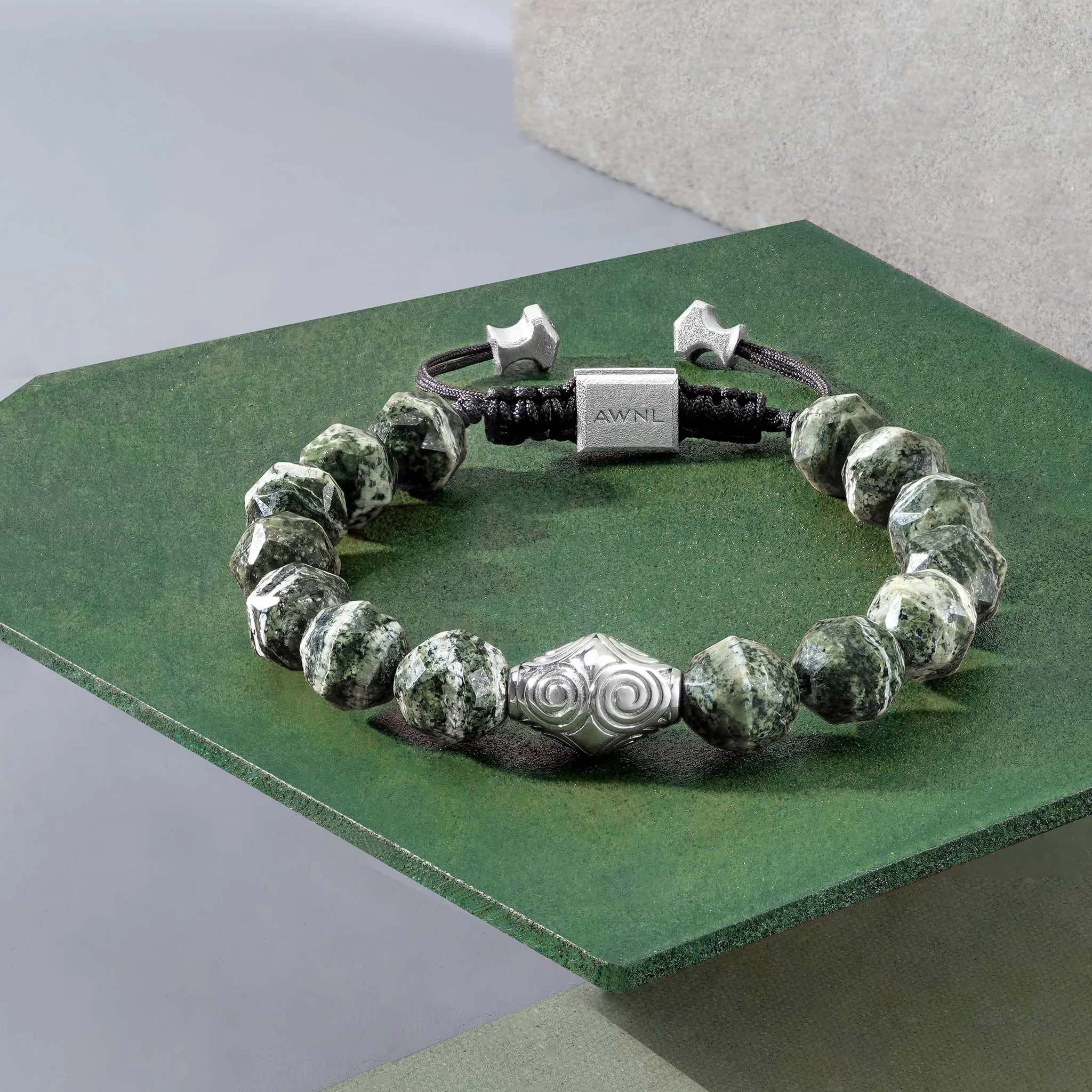 Sumeru Green Zebra Jasper Macrame Bracelet