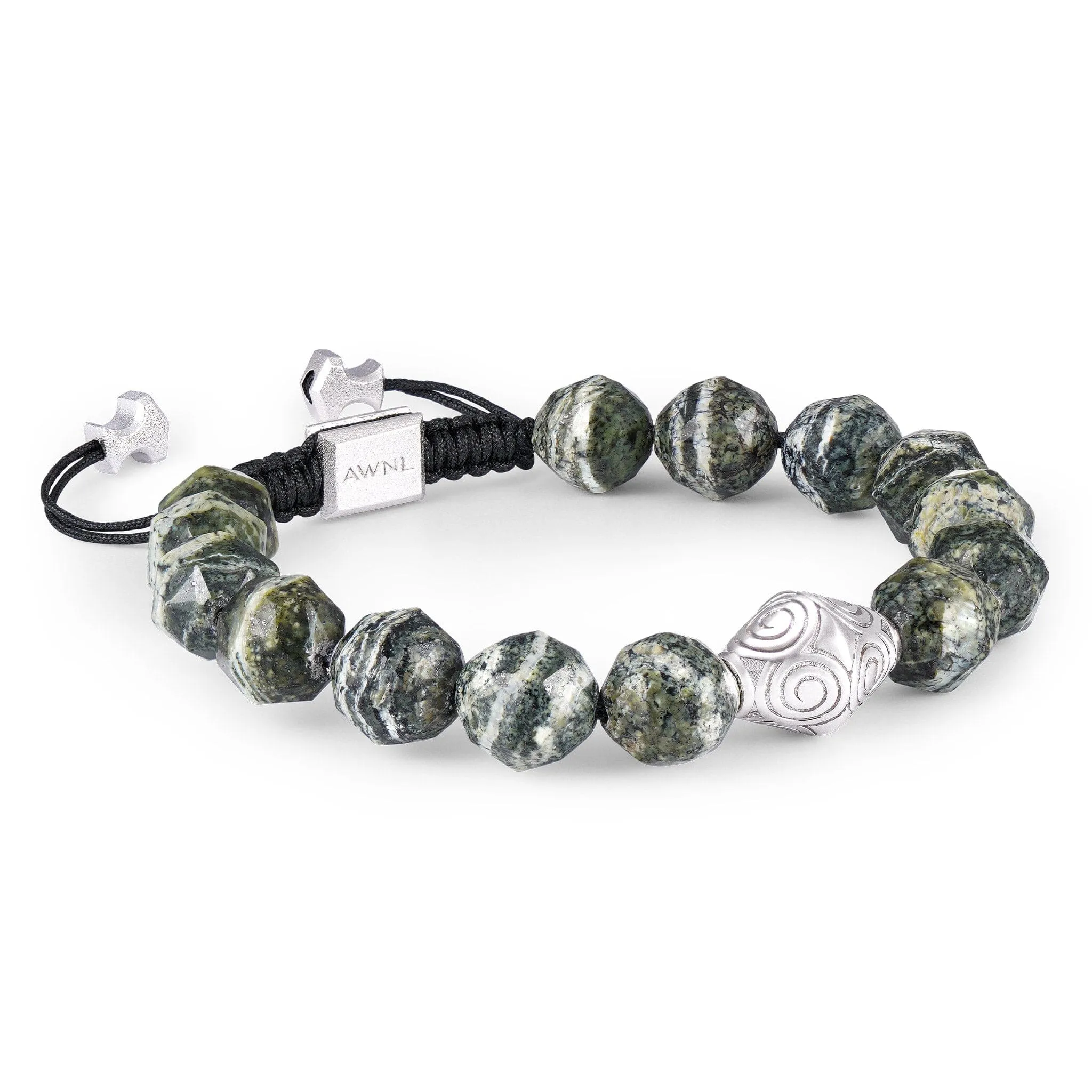 Sumeru Green Zebra Jasper Macrame Bracelet