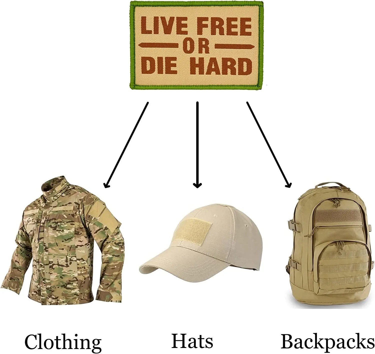 Tactical Black and Brown Flag 2-Pack Patch Set (Live Free or Die Hard)