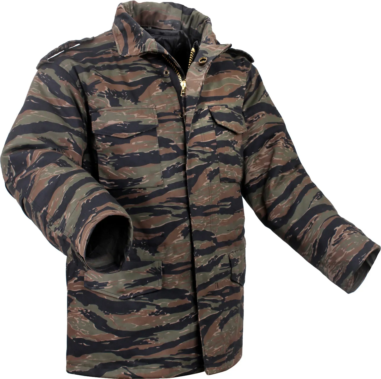 Tiger Stripe Camouflage  - Tactical M-65 Field Jacket Army Coat M1965 - Poly/Cotton with Liner