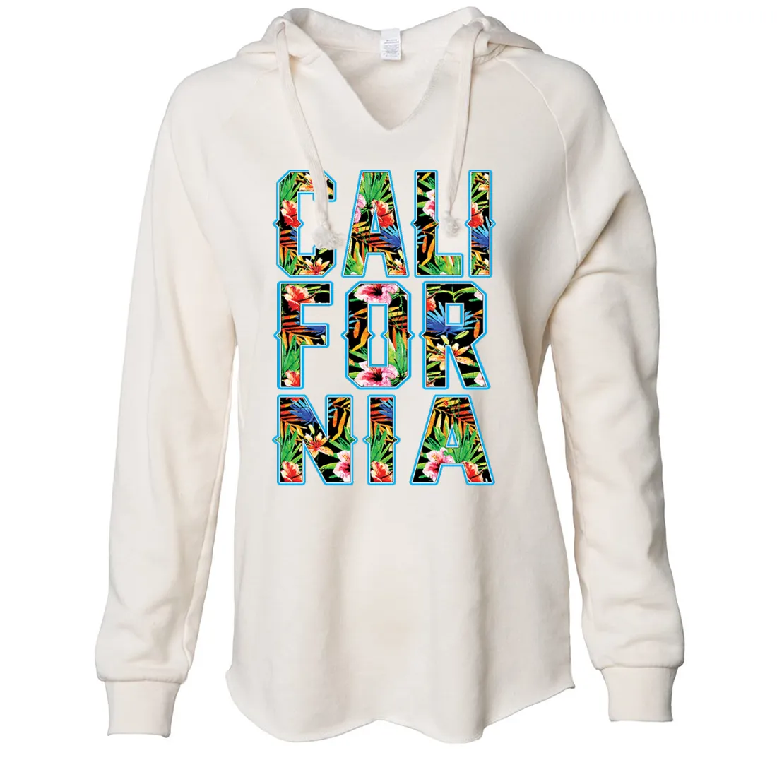 Tropical California Floral Print Women's Soft Hooded Pullover