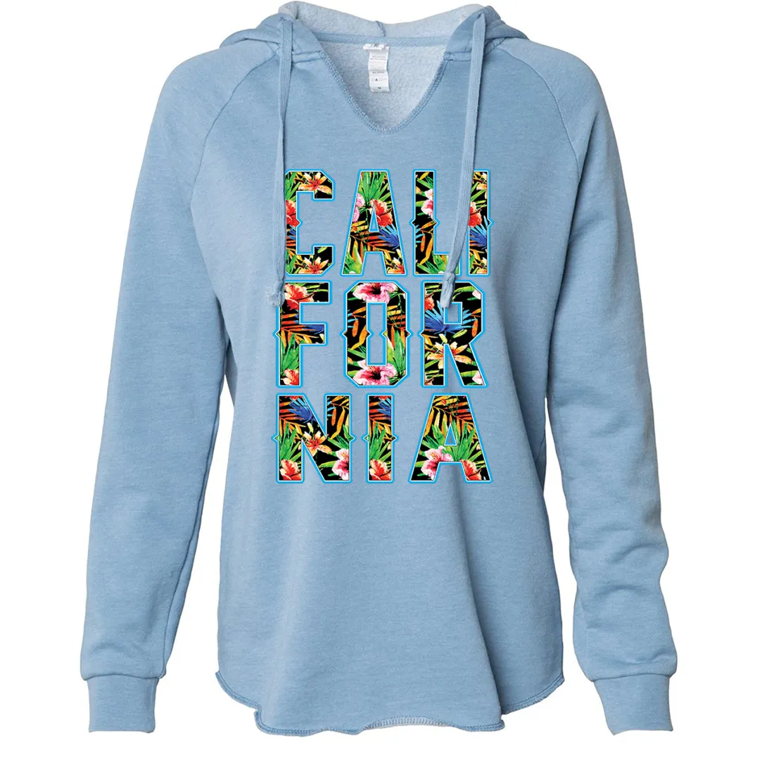 Tropical California Floral Print Women's Soft Hooded Pullover