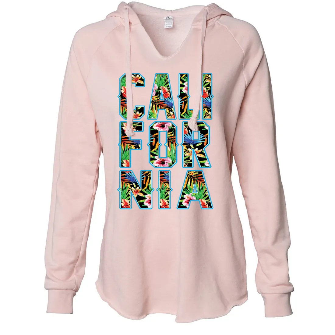Tropical California Floral Print Women's Soft Hooded Pullover