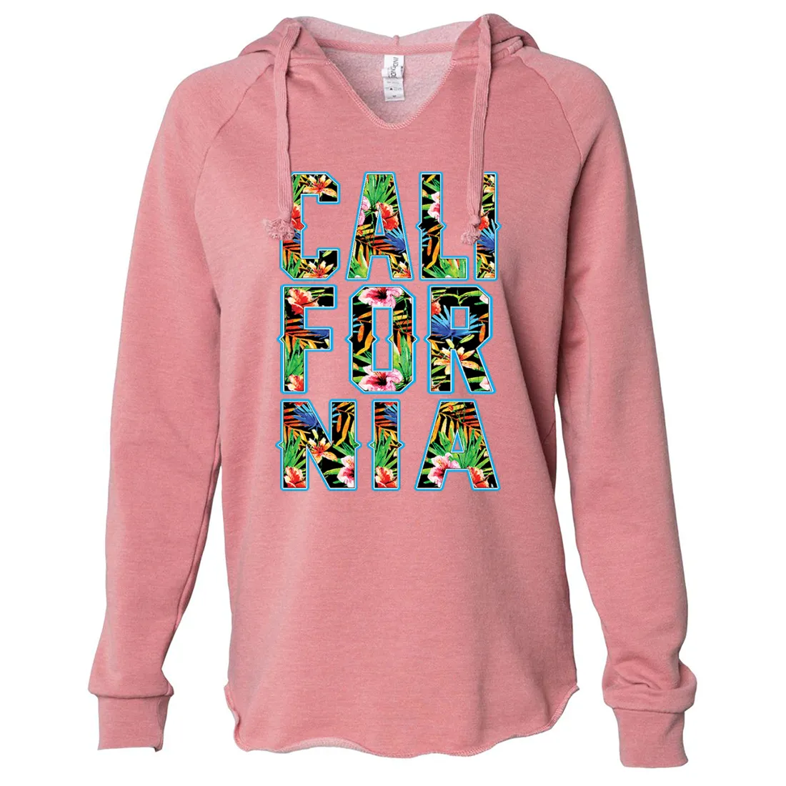 Tropical California Floral Print Women's Soft Hooded Pullover