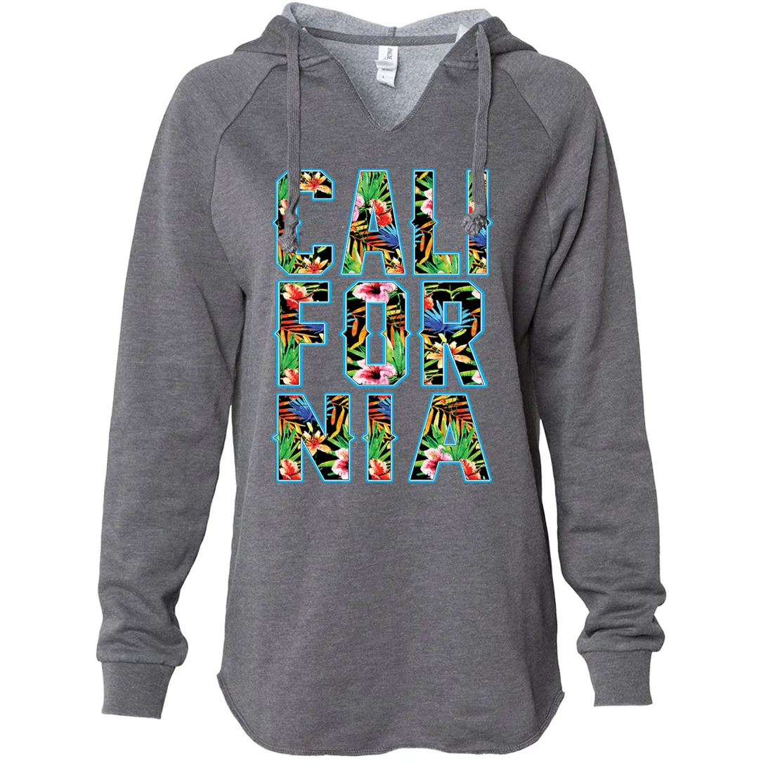 Tropical California Floral Print Women's Soft Hooded Pullover