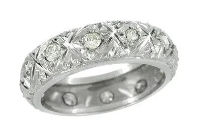 Vintage Diamond Quarryville Wedding Band - Platinum - Art Deco - Size 7