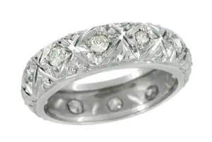 Vintage Diamond Quarryville Wedding Band - Platinum - Art Deco - Size 7