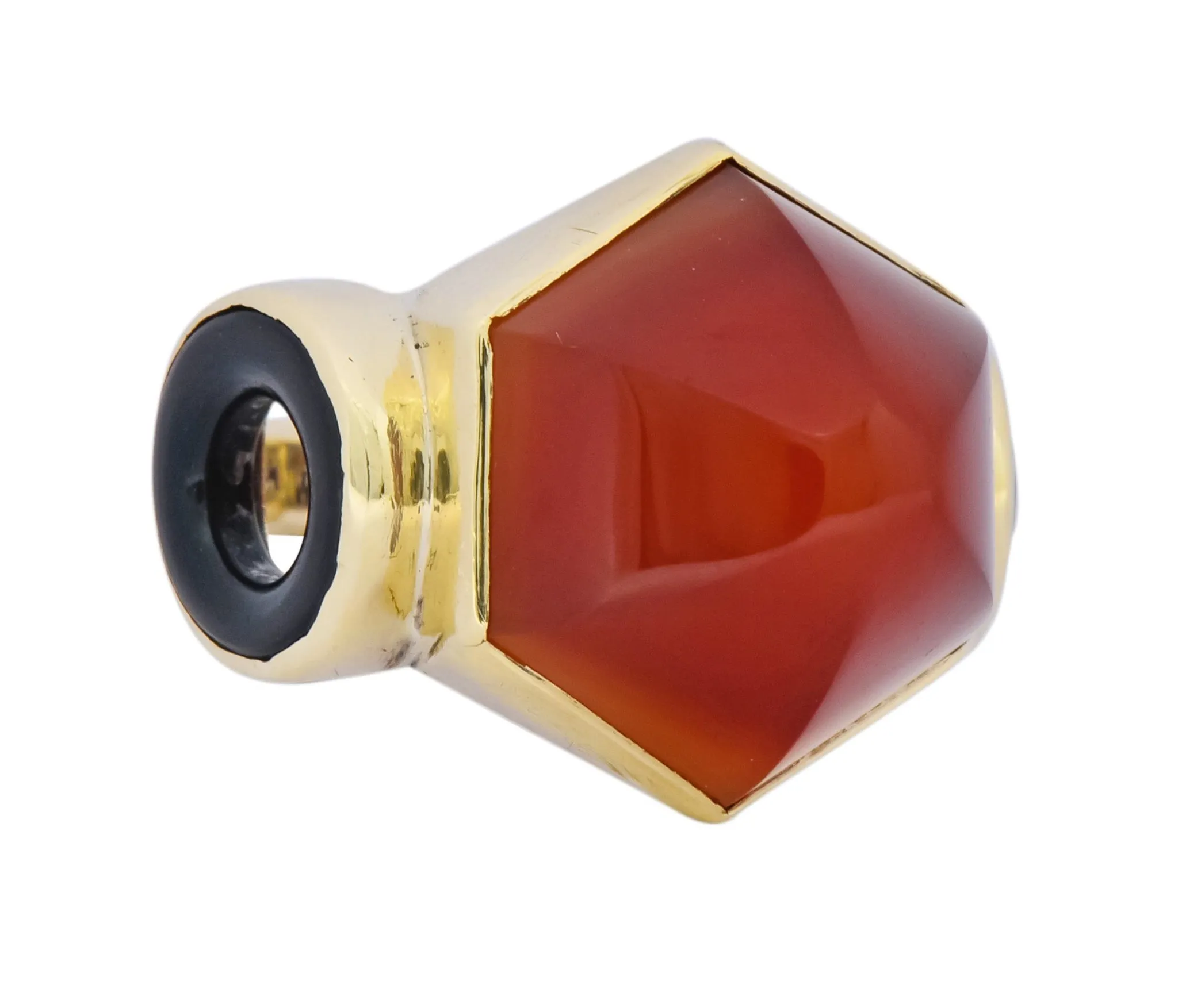 Walter Lampl Art Deco Carnelian Onyx 14 Karat Gold Cocktail Ring Circa 1930's