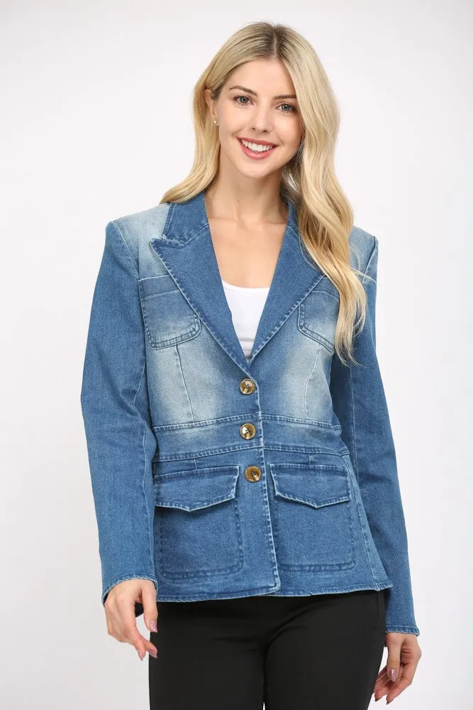 Washed Denim Blazer