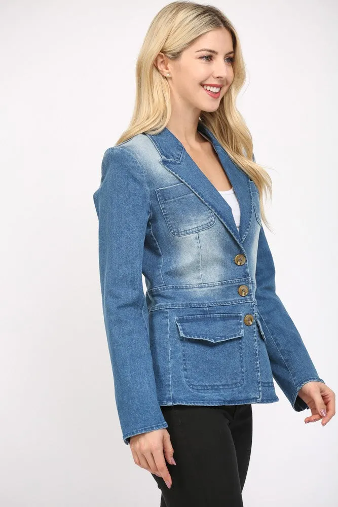 Washed Denim Blazer