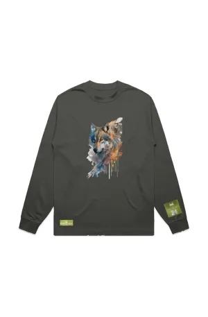 WOLFPACK UNLTD L/S GRAPHIC TEE | BLUE PALE MOON |CYPRESS OLIVE GREEN
